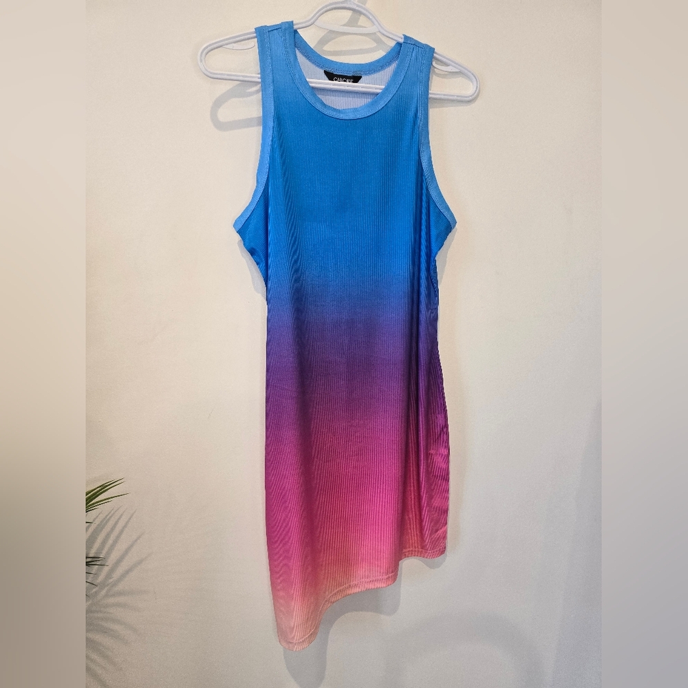 Chic Me ombre asymmetrical mini dress size L